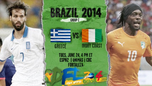 FULLMATCH : FIFA World Cup 2014 : Greece vs Ivory Coast - Group C (24-06-2014)