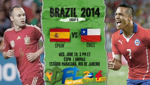 FULLMATCH : FIFA World Cup 2014 : Spain vs Chile - Group B (18-06-2014)