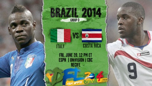 FULLMATCH : FIFA World Cup 2014 : Italy vs Costa Rica - Group D (20-06-2014)