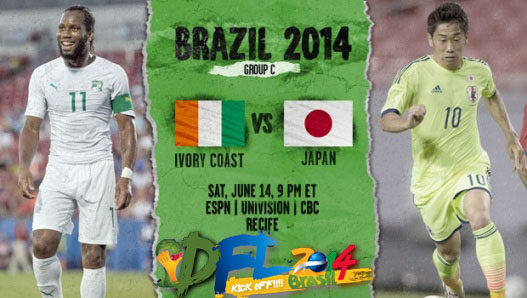 FULLMATCH : FIFA World Cup 2014 : Ivory Coast vs Japan - Group C (15-06-2014)