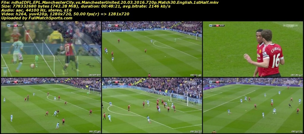 FULL MATCH Manchester City vs Manchester United EPL Match 30 (20-03-2016)