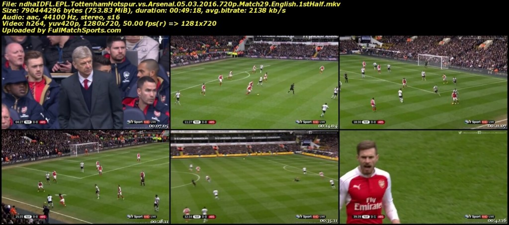 Full Match Tottenham Hotspur vs Arsenal EPL Match 29 (05-03-2016)