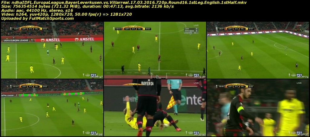FULL MATCH Bayer Leverkusen vs Villarreal Europa League Round 16 (17-03-2016)