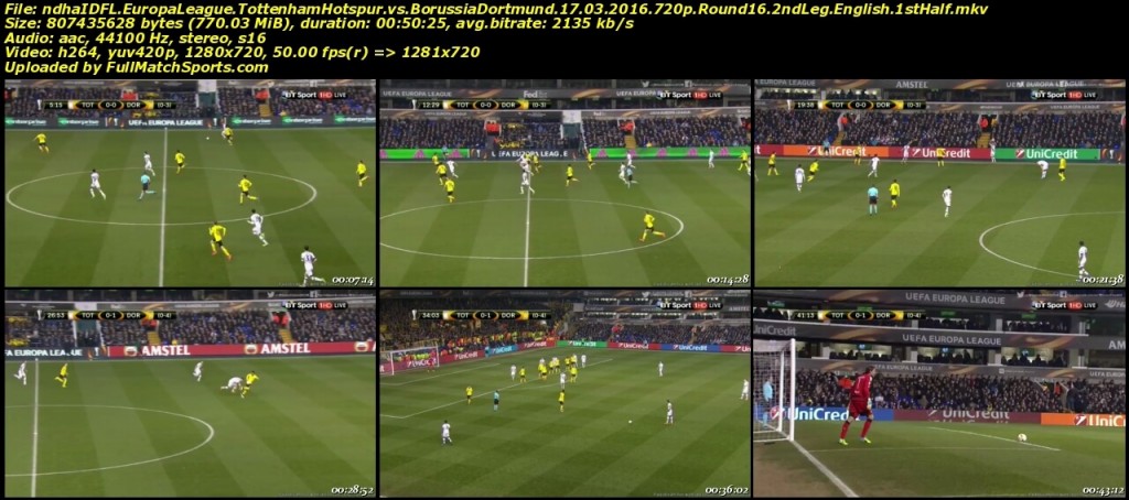 FULL MATCH Tottenham Hotspur vs Borussia Dortmund Europa League Round 16 (17-03-2016)
