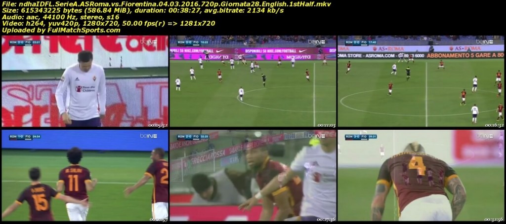 FULL MATCH AS Roma vs Fiorentina Serie A Giornata 28 (04-03-2016)