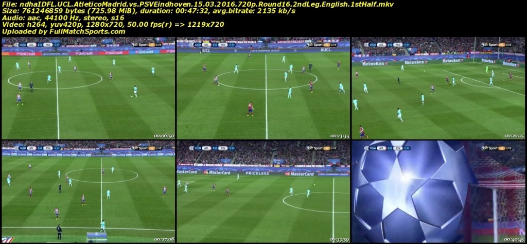 FULL MATCH Atletico Madrid vs PSV Eindhoven Champions League Round 16 (15-03-2016)