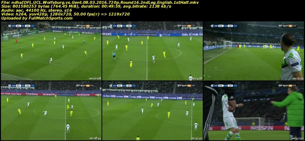FULL MATCH Wolfsburg vs KAA Gent Champions League Round 16 (08-03-2016)