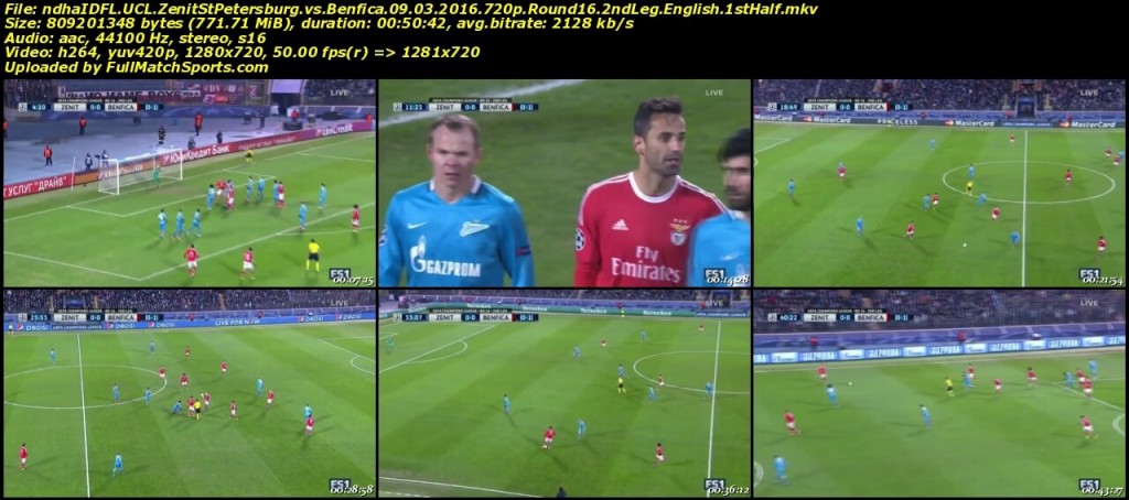 FULL MATCH Zenit St Petersburg vs Benfica Champions League Round 16 (09-03-2016)
