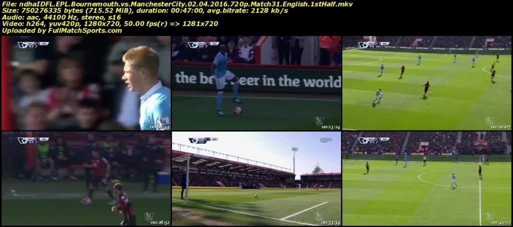 FULL MATCH Bournemouth vs Manchester City EPL Match 31 (02-04-2016)