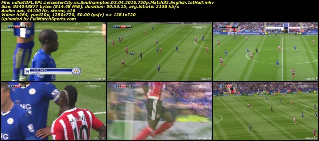 Full Match Leicester City vs Southampton EPL Match 32 (03-04-2016)