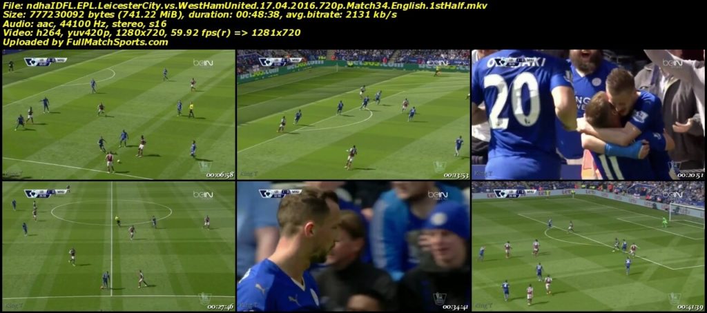 FULL MATCH Leicester City vs West Ham United EPL Match 34 (17-04-2016)