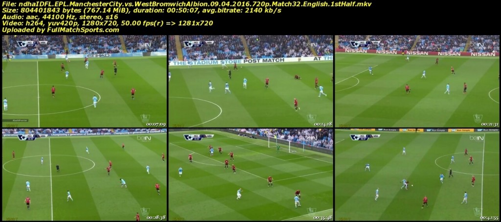 FULL MATCH Manchester City vs West Bromwich Albion EPL Match 32 (09-04-2016)