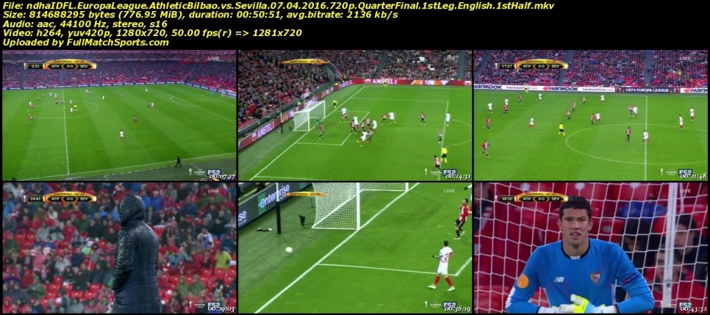 Full Match Athletic Bilbao vs Sevilla Europa League Quarter Final (07-04-2016)