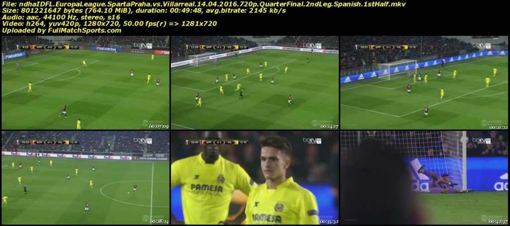 FULL MATCH Sparta Praha vs Villarreal Europa League Quarter Final (14-04-2016)