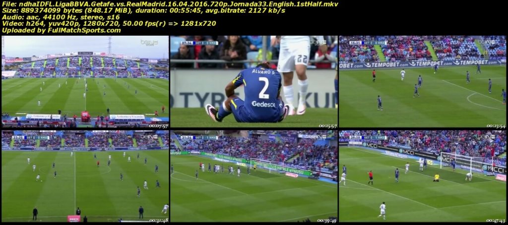 FULL MATCH Getafe vs Real Madrid Liga BBVA Jornada 33 (16-04-2016)