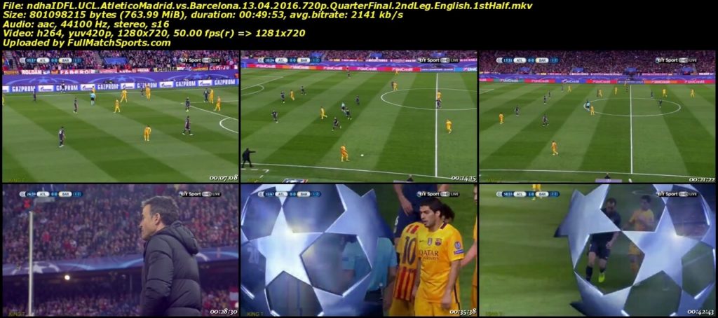 FULL MATCH Atletico Madrid vs Barcelona Champions League Quarter Final (13-04-2016)