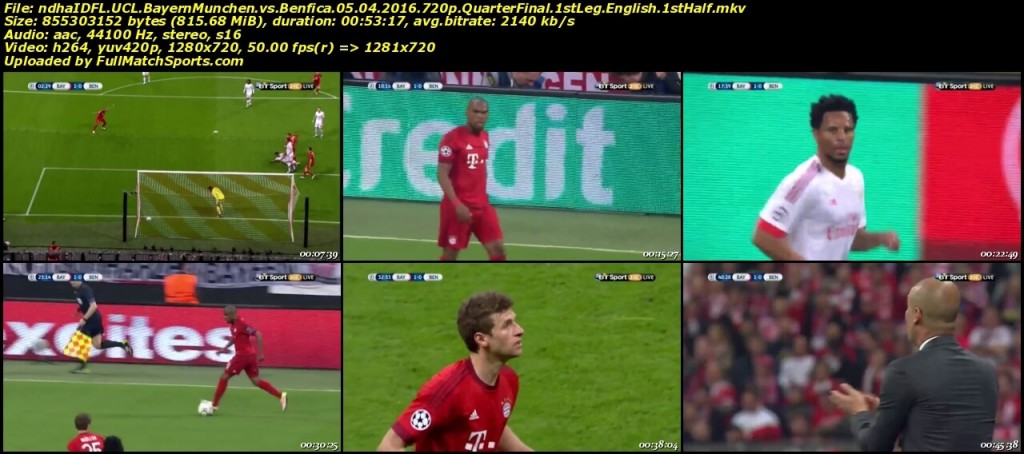 Full Match Bayern Munchen vs Benfica Champions League Quarter Final (05-04-2016)