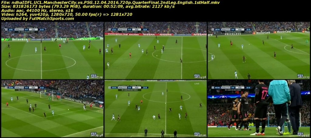 FULL MATCH Manchester City vs PSG Champions League Quarter Final (12-04-2016)