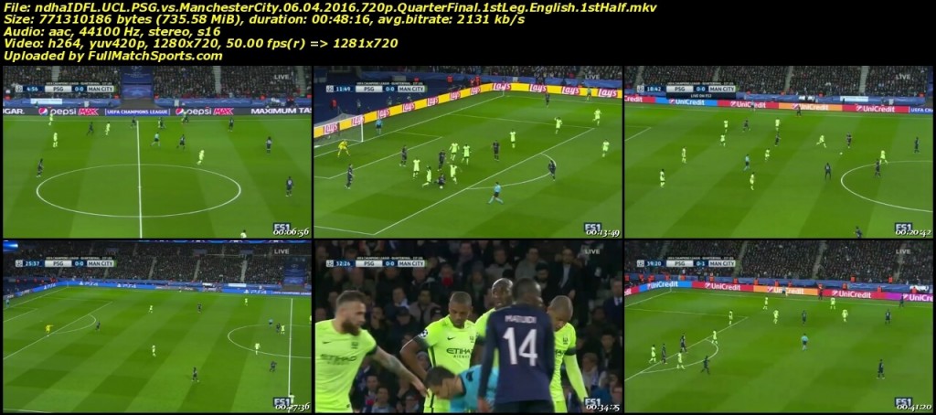 FULL MATCH PSG vs Manchester City Champions League Quarter Final (06-04-2016)