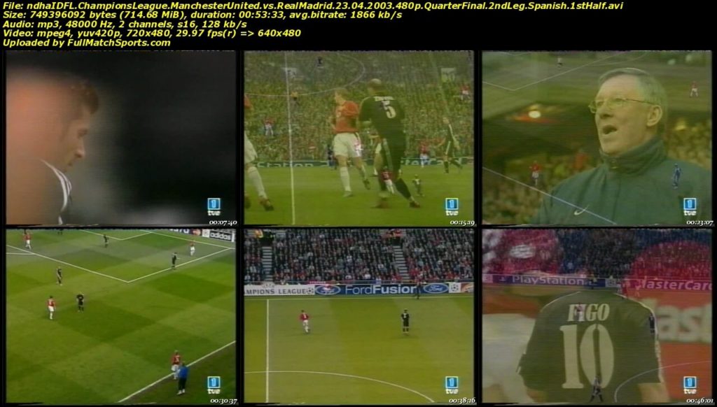 Full Match Manchester United vs Real Madrid Champions League 2003 Quarter Final (23-04-2003)